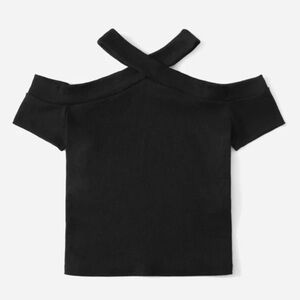 Knitted Halter Neck Solid Color T-Shirt For Summer Teen Girls Size 11-12Y